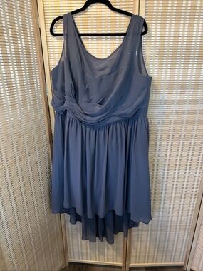Dusty Blue Bridesmaid High-Low Evening Chiffon Dress Size 24W